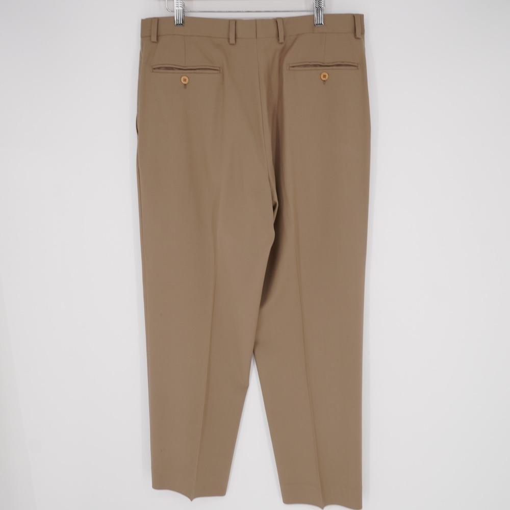 Zanella Benny Mens Dress Pants 34 Tan Wool Italy Trouser Classic Office - Picture 2 of 14